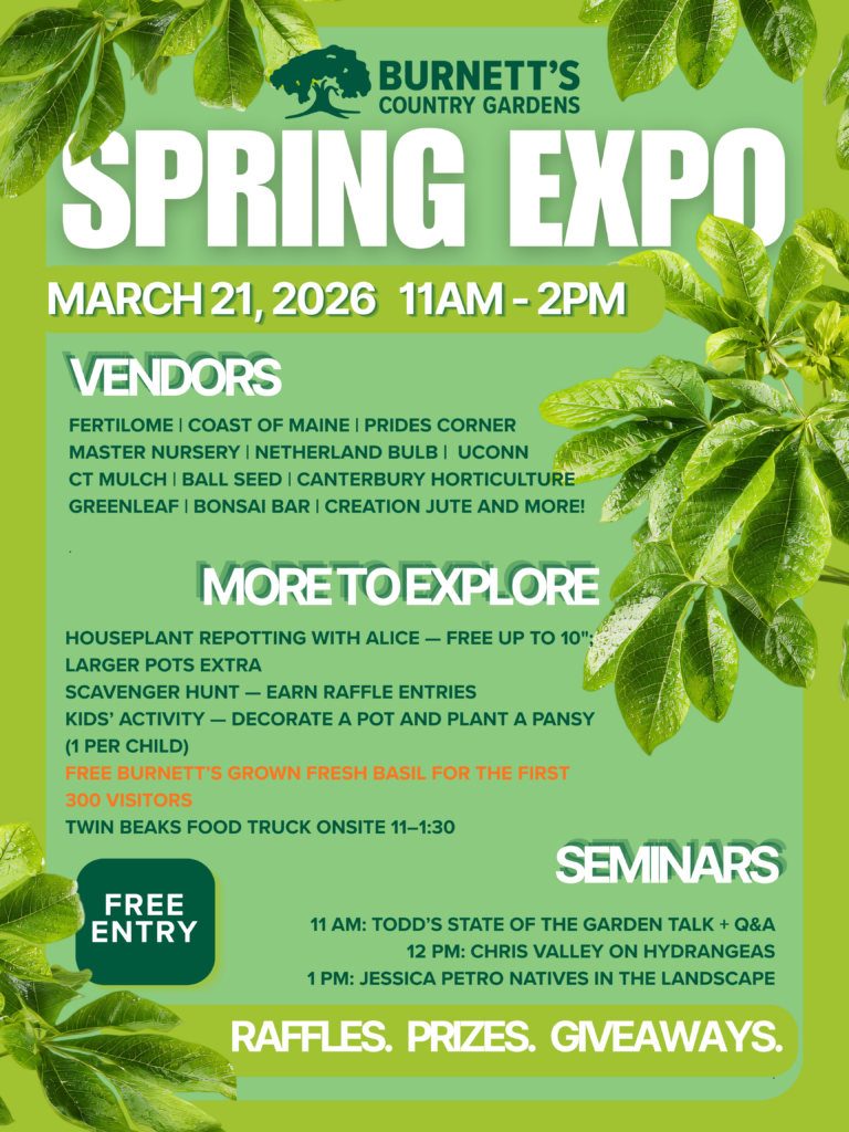 Burnett’s Country Gardens Spring Garden Expo promotion for March 21